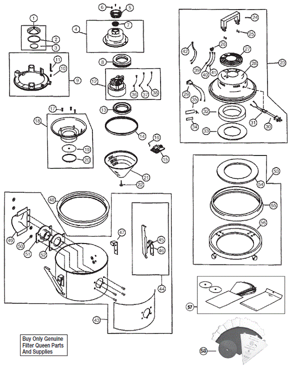 Filter Queen Canister Vacuum Model 112 Parts List & Schematic