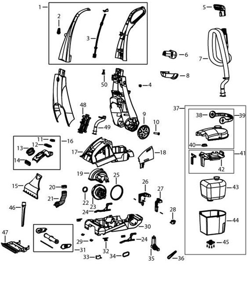 Bissell 25A3 ProHeat Deep Cleaner Parts List & Schematic