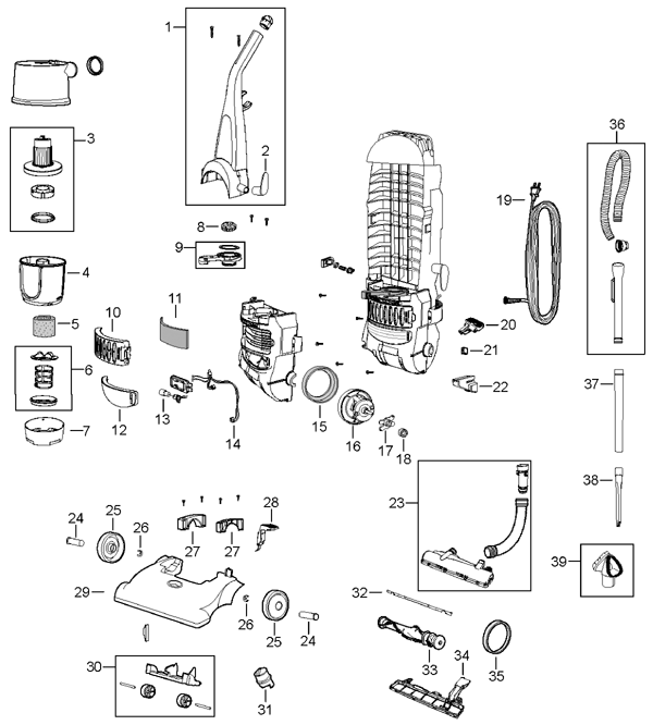 Bissell 6594 PowerForce Bagless Upright Vacuum Parts List & Schematic