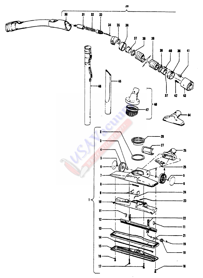 Hoover S3005 Celebrity Vacuum Cleaner Parts List & Schematic