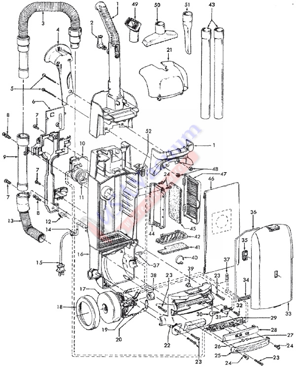 Hoover U5468 WindTunnel Supreme Upright Vacuum Parts List & Schematic
