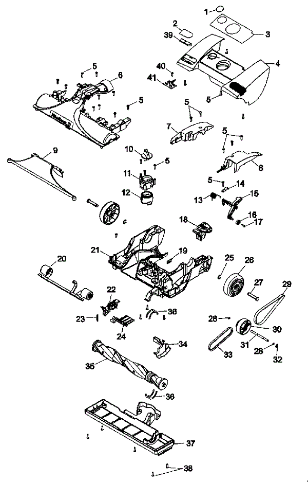 Hoover U8311 U8315 WindTunnel 2 Upright Vacuum Parts List & Schematic