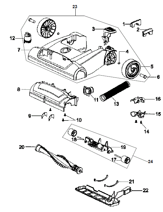 Hoover U5509 Elite Rewind Bagless Upright Vacuum Parts List & Schematic