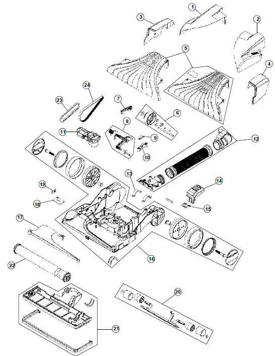 Hoover UH70010 Platinum Collection Cyclonic Bagless Upright Parts List & Schematic