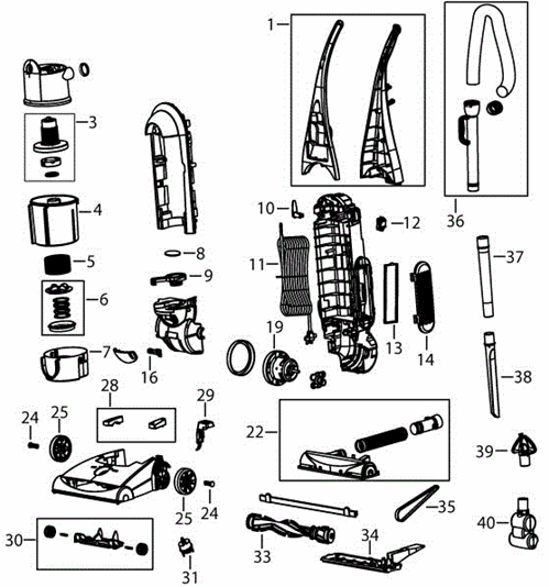 Bissell 21K3 22C1 82H1 CleanView Helix Upright Vacuum Parts List & Schematic