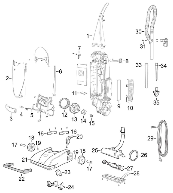 Bissell 3530 3537 46E5 71Y7 Powerforce Upright Vacuum Parts List & Schematic