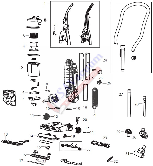 Bissell 4104 Powergroom Pet Upright Vacuum Parts List & Schematic
