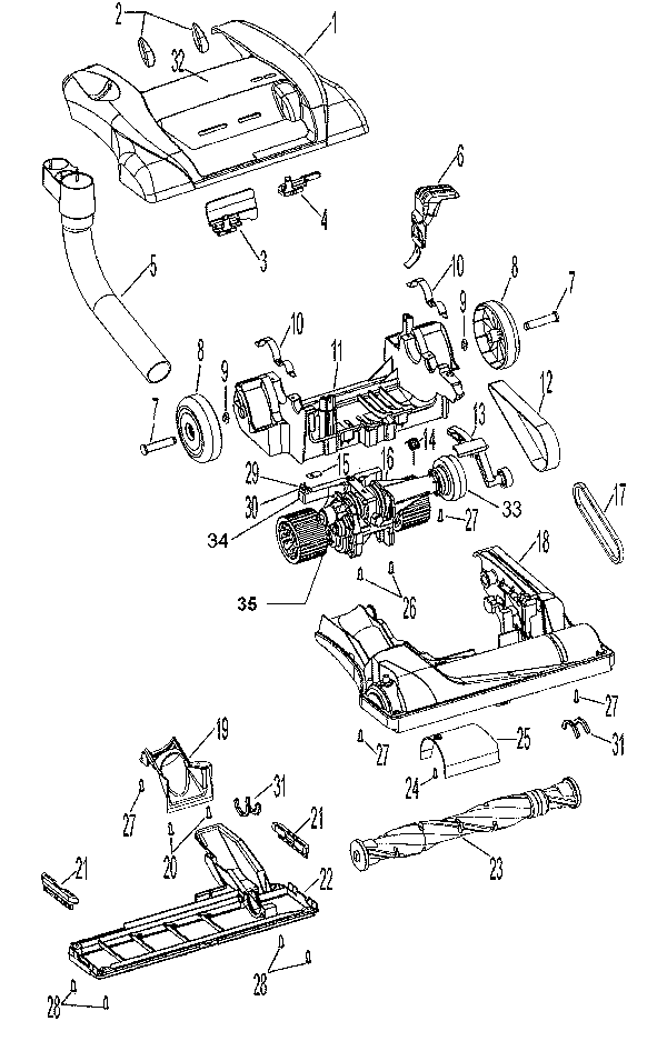 Hoover U6474 Self-Propelled WindTunnel Upright Parts List & Schematic