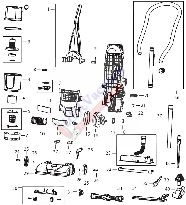 Bissell 6585 PowerForce Turbo Bagless Upright Vacuum Parts List & Schematic