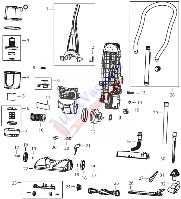 Bissell 68C7 Powerforce Bagless Turbo Upright Vacuum Parts List & Schematic