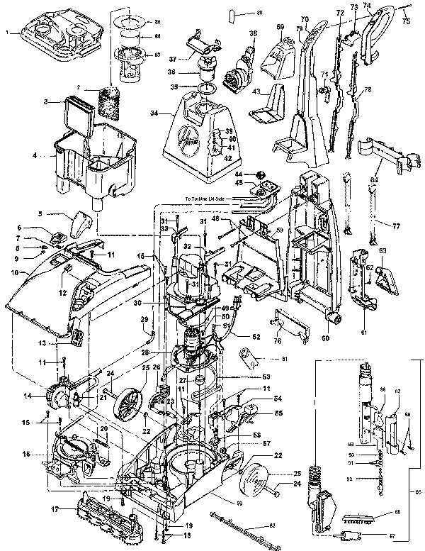 Hoover F5903, F5904, F5905, F5910, F5912, F5914, F5915 Upright Extractor Parts List & Schematic, Hoover Model F5903, F5904, F5905, F5910, F5912, F5914, F5915 Parts List & Schematic