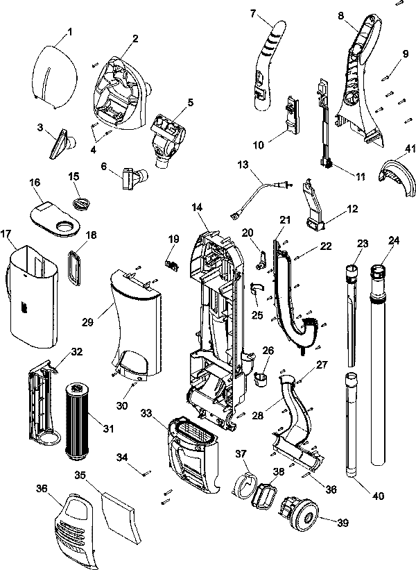 Hoover U8173 Savvy TurboPower Bagless Upright Vacuum Parts List & Schematic