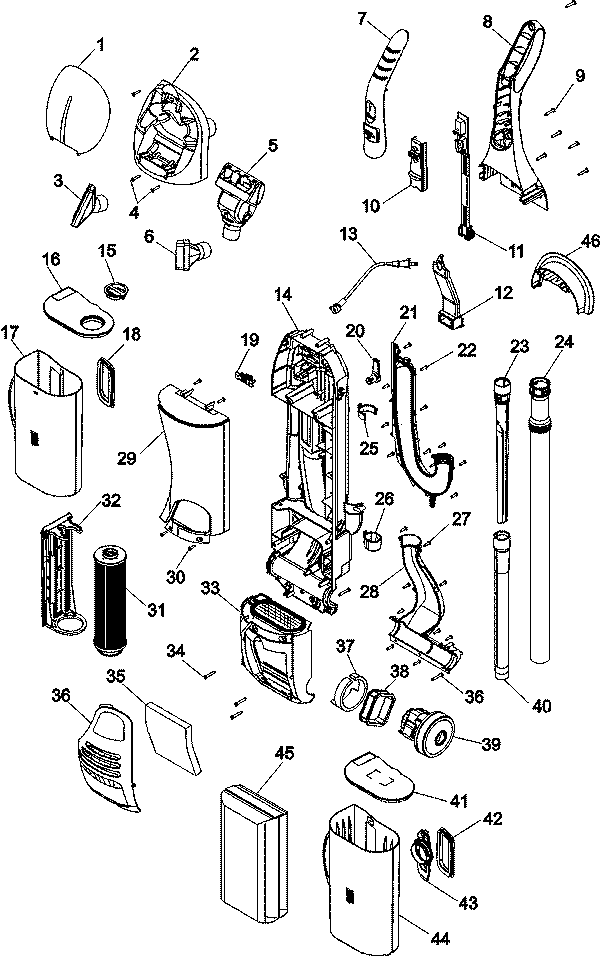 Hoover U8183 Savvy TurboPower 2-in-1 Bagged / Bagless Upright Vacuum Parts List & Schematic