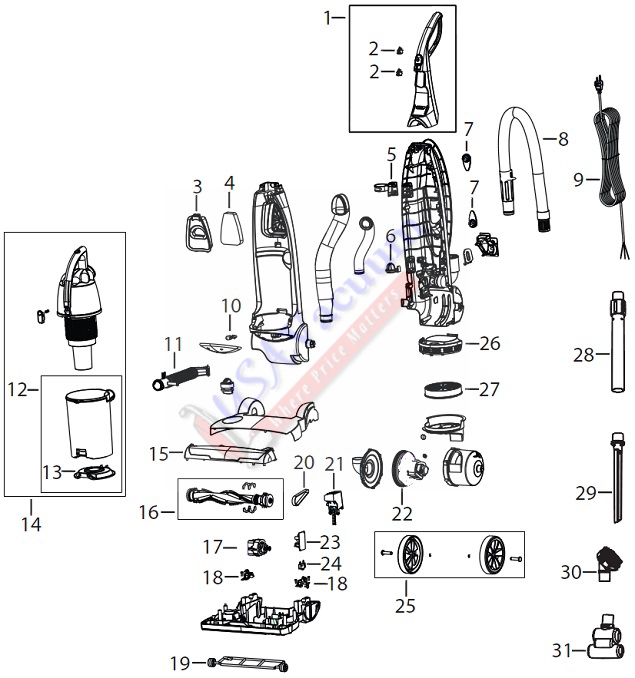 Bissell 16N5 Healthy Home Upright Vacuum Parts List & Schematic