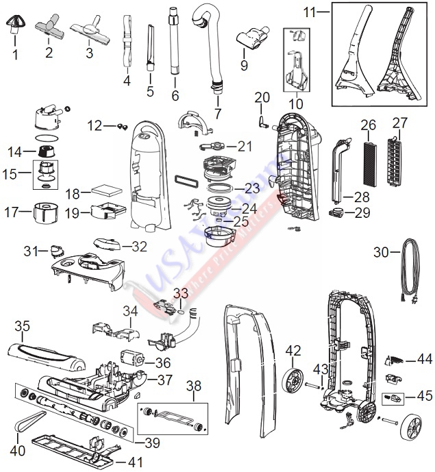 Bissell 18Z6 89Q9 Lift-Off Revolution Upright Vacuum Parts List & Schematic