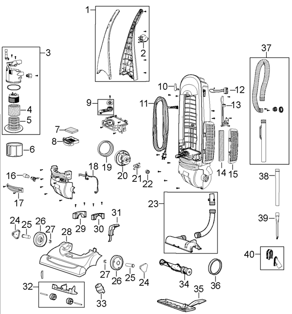 Bissell 3593-P PowerTrak Revolution Upright Vacuum Parts List & Schematic