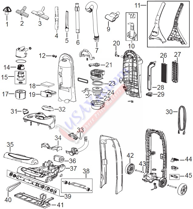 Bissell 89Q9 18Z6 Lift-Off Revolution Upright Vacuum Parts List & Schematic