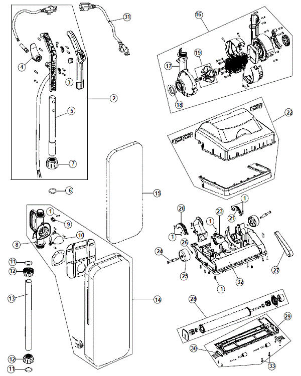 Hoover C1320 Signature Commercial Lightweight Vacuum Parts List & Schematic