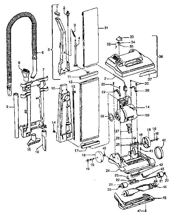 Hoover C1411 Lightweight Commercial Vacuum Parts List & Schematic
