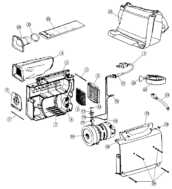 Hoover C2094 Commercial PortaPower Lightweight Cleaner Parts List & Schematic, Hoover Model C2094 Parts List & Schematic