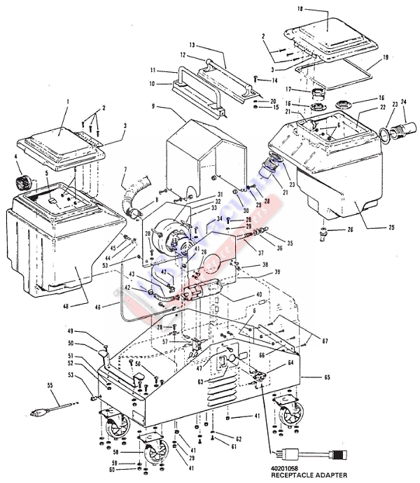 Hoover C3005 Commercial Upright Carpet Soil Extractor Parts List & Schematic, Hoover Model C3005 Parts List & Schematic