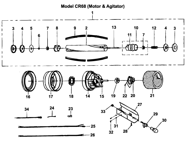 Cirrus CR68 Upright Vacuum Cleaner Agitator Parts List & Schematic