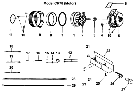 Cirrus CR78 Upright Vacuum Cleaner Motor Parts List & Schematic