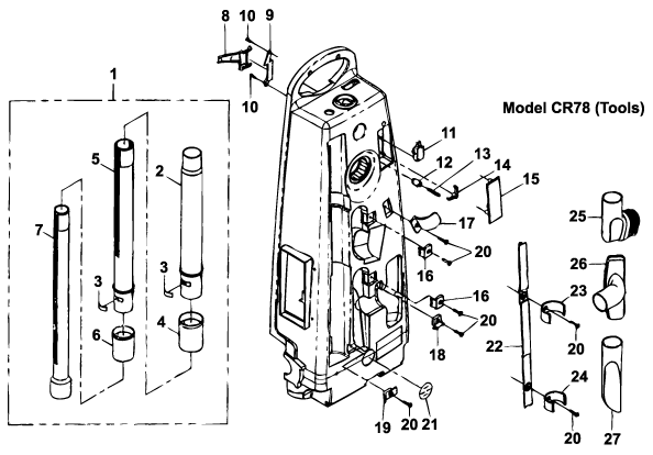 Cirrus CR78 Upright Vacuum Cleaner Tools List & Schematic