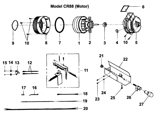 Cirrus CR88 Upright Vacuum Cleaner Motor Parts List & Schematic