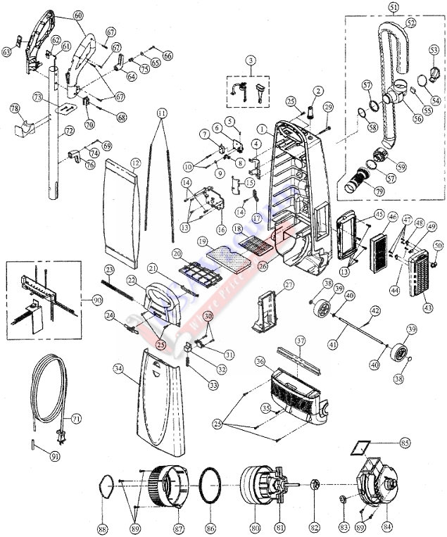 Cirrus CR89 Upright Vacuum Cleaner Parts List & Schematic
