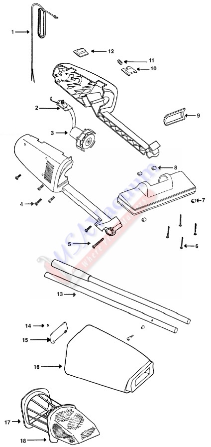 Eureka 161 Super Broom Parts List & Schematic