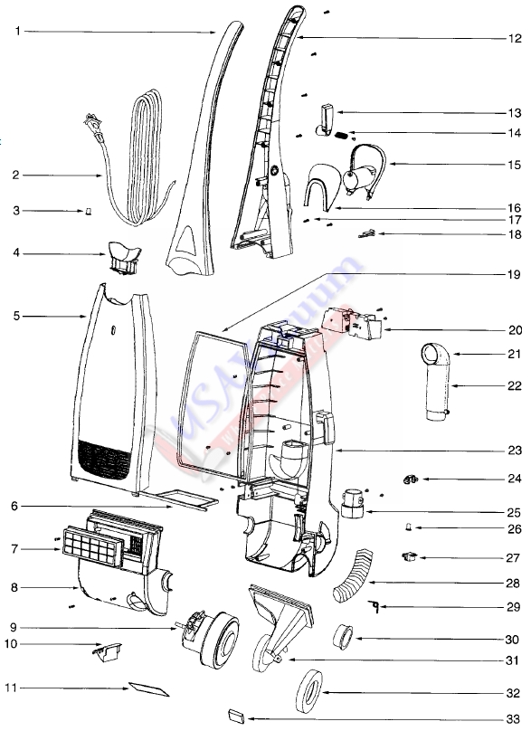 Eureka 2270B Upright Vacuum Cleaner Parts List & Schematic