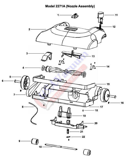 Eureka 2271 Upright Vacuum Cleaner Parts List & Schematic