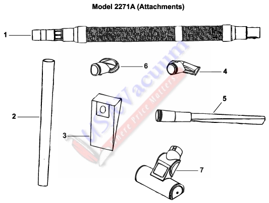 Eureka 2271 Upright Vacuum Cleaner Parts List & Schematic