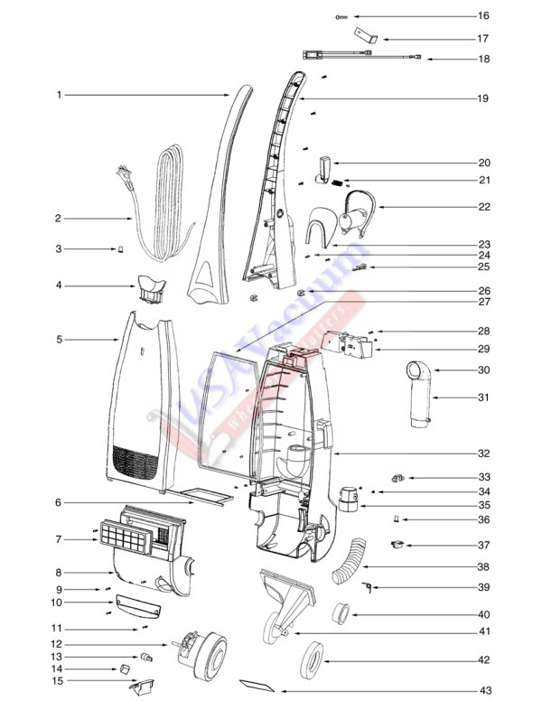 Eureka 2272 Upright Vacuum Parts List & Schematic
