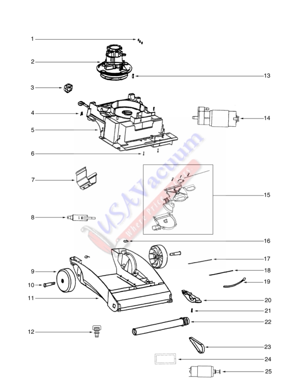 Eureka 2586 Upright Extractor Parts List & Schematic