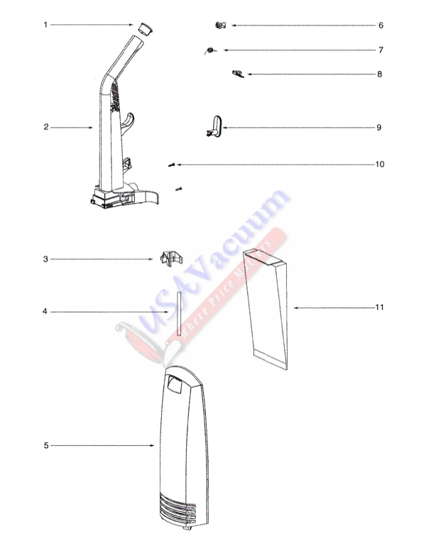 Eureka 2904 Contour Upright Vacuum Parts List & Schematic