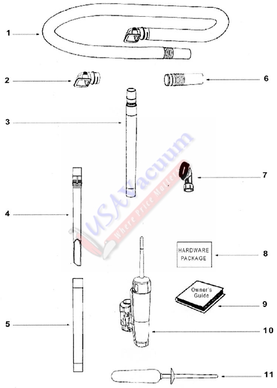 Eureka 2924AS Contour Upright Vacuum Cleaner Parts List & Schematic