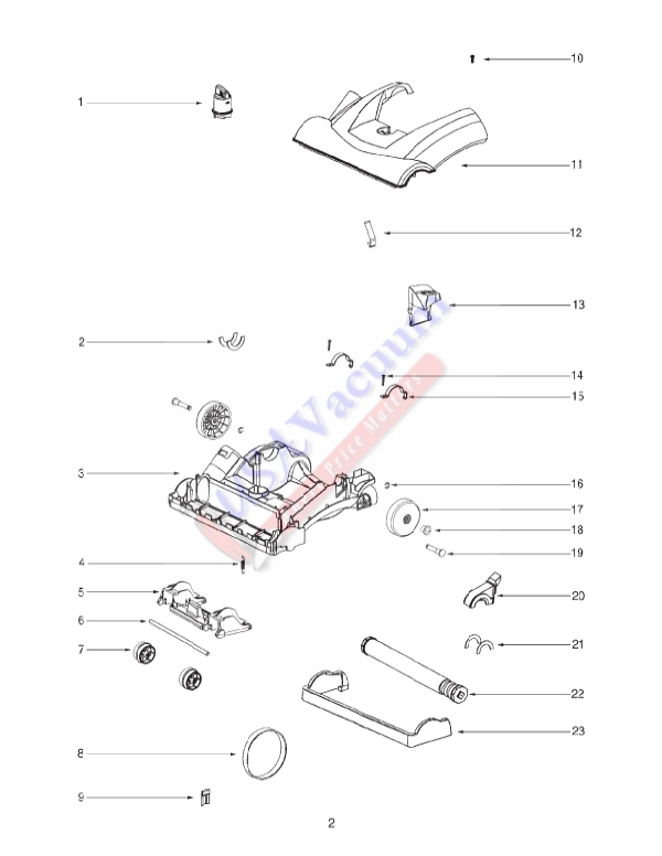 Eureka 2926 Contour Upright Vacuum Parts List & Schematic