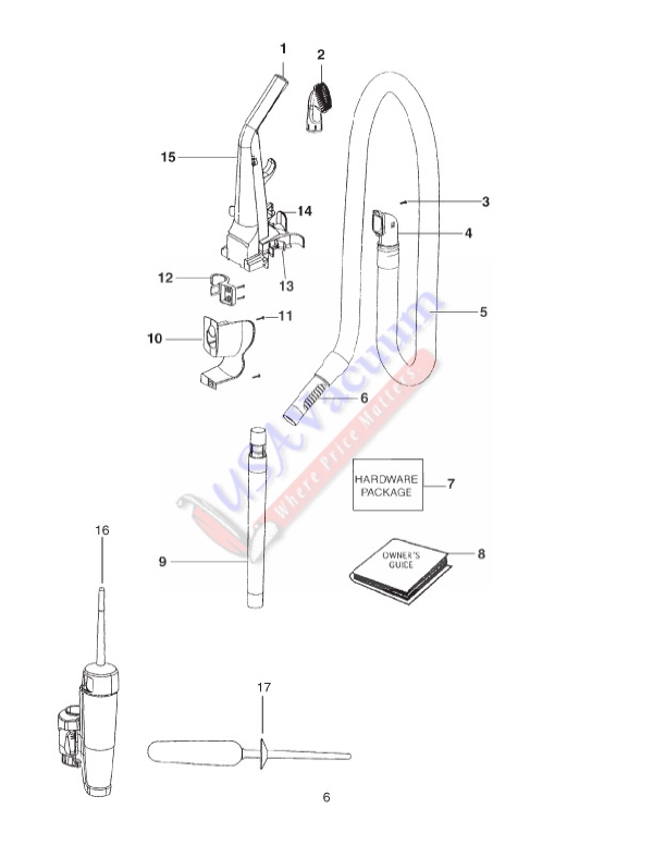 Eureka 2940 Bagless Upright Vacuum Parts List & Schematic