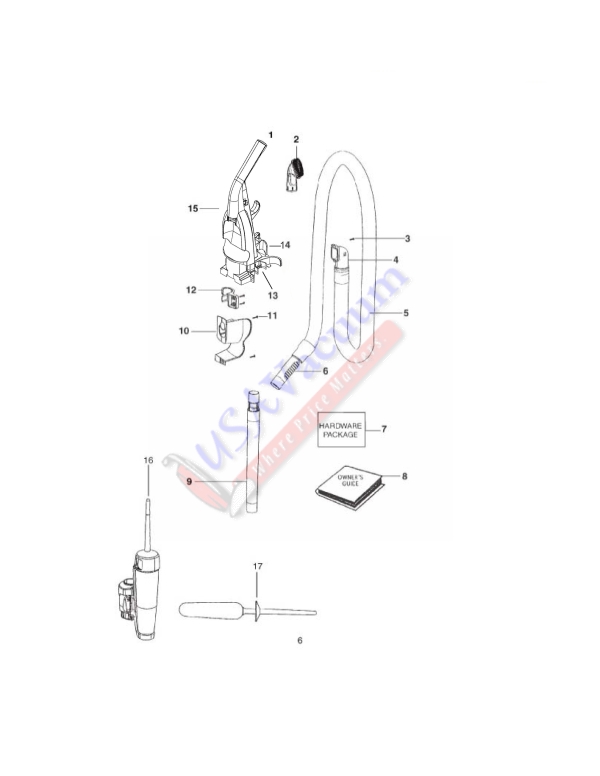 Eureka 2972 Bagless Upright Vacuum Parts List & Schematic