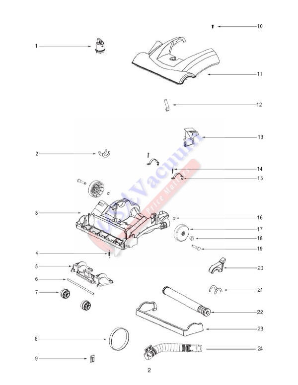 Eureka 2993 Bagless Upright Vacuum Parts List & Schematic