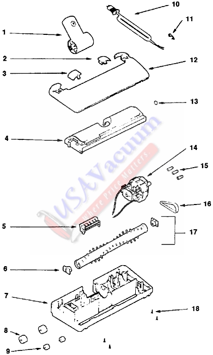 Euerka 3035 Might Mite Canister Vacuum Cleaner Parts List & Schematic