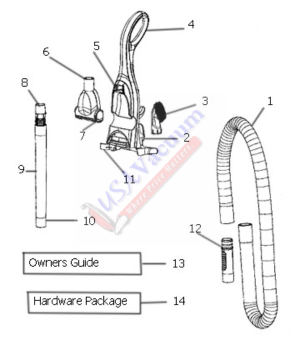 Eureka 3041 Enviro Vac Bagless Upright Parts List & Schematic