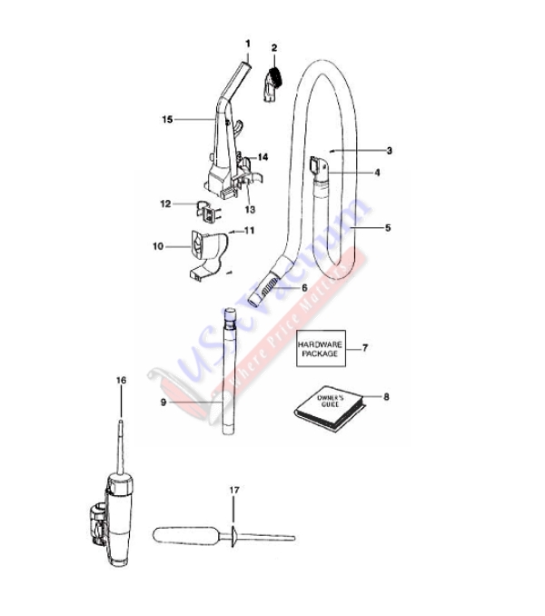 Eureka 3276 Upright Vacuum Parts List & Schematic