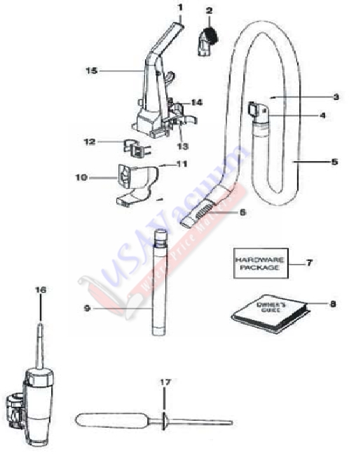 Eureka 3277 WhirlWind Plus Upright Vacuum Parts List & Schematic