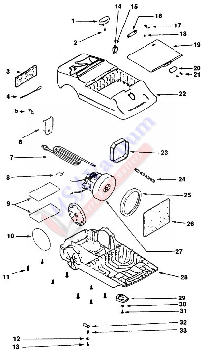 Eureka 3850 Rally Canister Vacuum Cleaner Parts List & Schematic