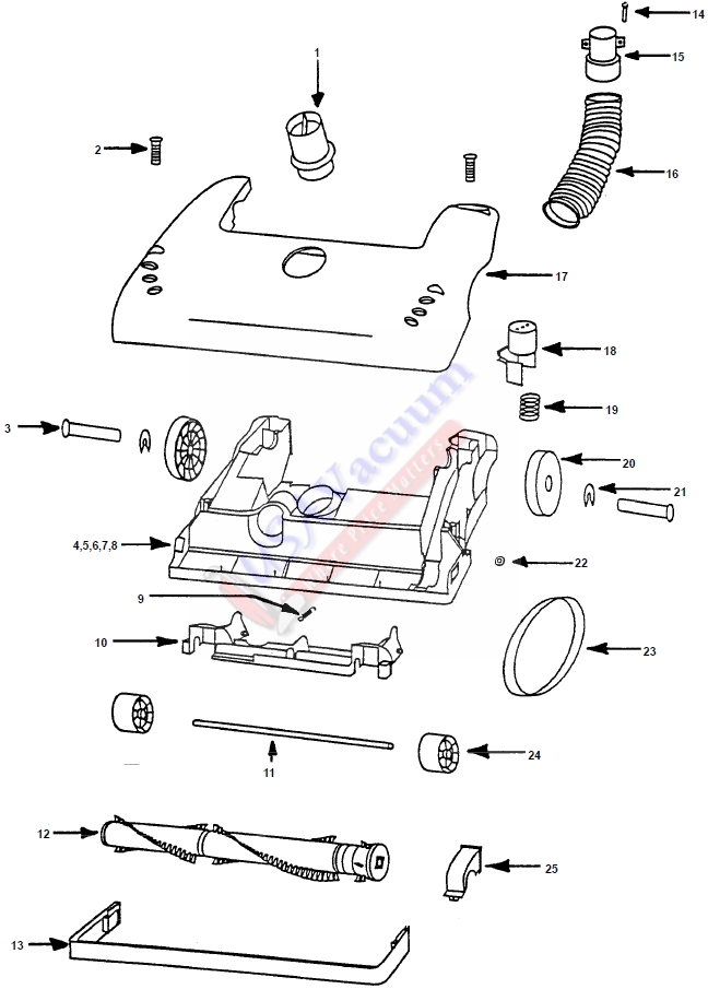 Eureka 4340 Victory Upright Vacuum Cleaner Parts List & Schematic