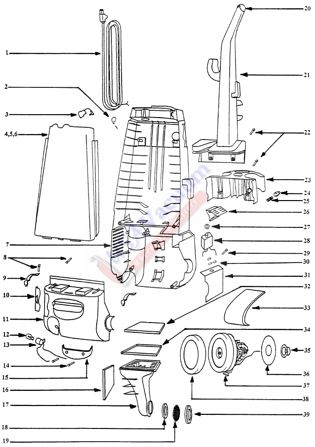 Eureka 4320 Victory Upright Vacuum Cleaner Parts List & Schematic
