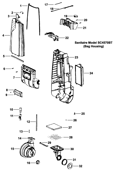 Eureka Sanitaire Upright Model CMF1 Vacuum Motor & Cassette Filters Part 901 